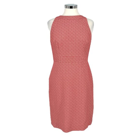Ann Taylor Coral Pink Patterned Sleeveless Sheath Dress Size 6 - Picture 1 of 12